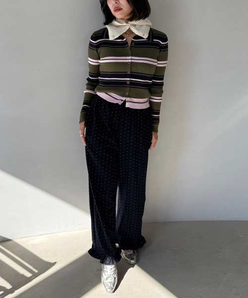 SANSeLF(サンセルフ)の「【SANSeLF】マルチボーダーニットトップス コンパクトシルエット saw25a050(ニット/セーター・レディース・ボルドー/カーキ・FREE)」の19枚目の写真