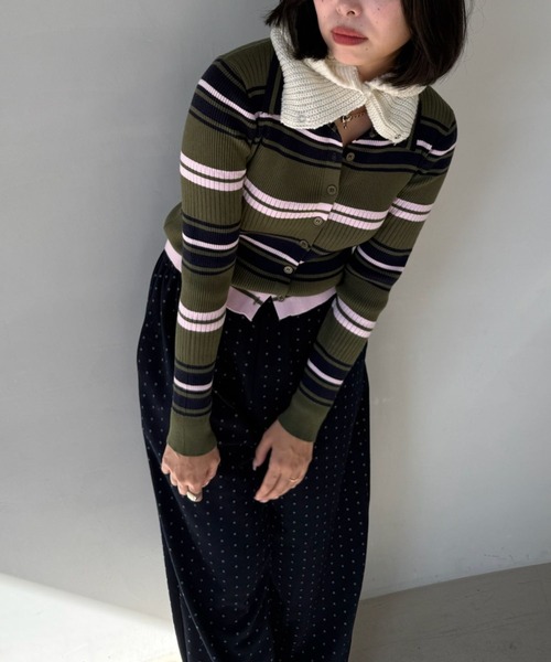 SANSeLF(サンセルフ)の「【SANSeLF】マルチボーダーニットトップス コンパクトシルエット saw25a050(ニット/セーター・レディース・ボルドー/カーキ・FREE)」の17枚目の写真