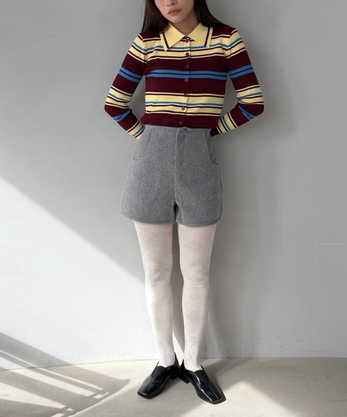 SANSeLF(サンセルフ)の「【SANSeLF】マルチボーダーニットトップス コンパクトシルエット saw25a050(ニット/セーター・レディース・ボルドー/カーキ・FREE)」の16枚目の写真