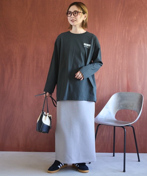 AMERICAN HOLIC（アメリカンホリック）の「ダンボールポンチスカート（スカート・レディース・チャコールグレー/グレイッシュベージュ/グレー系その他/ブラック・S/L/M）」の9枚目の写真