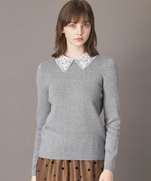 DRESSTERIOR(ドレステリア)の「2WAYレースカラーニット(ニット/セーター・レディース・ネイビー/ベージュ/ダークグレー・38/36/34)」の4枚目の写真