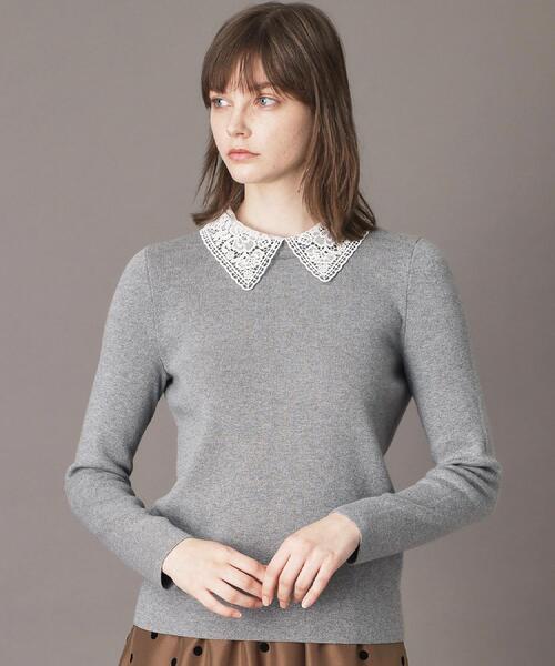 DRESSTERIOR(ドレステリア)の「2WAYレースカラーニット(ニット/セーター・レディース・ネイビー/ベージュ/ダークグレー・38/36/34)」の5枚目の写真