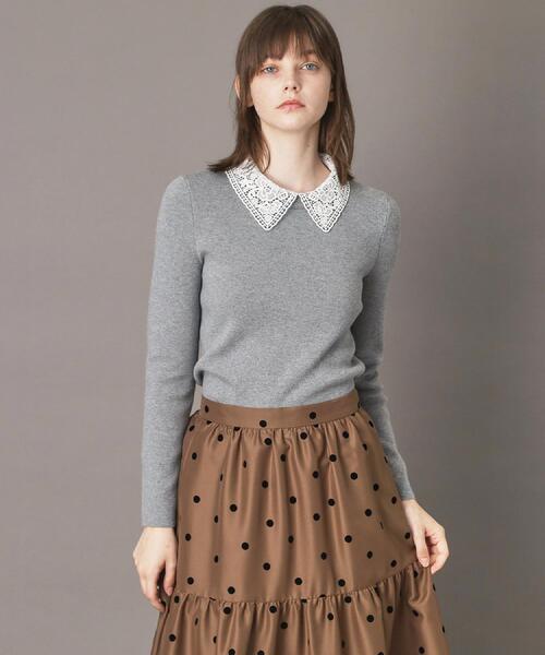 DRESSTERIOR(ドレステリア)の「2WAYレースカラーニット(ニット/セーター・レディース・ネイビー/ベージュ/ダークグレー・38/36/34)」の7枚目の写真