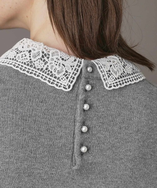 DRESSTERIOR(ドレステリア)の「2WAYレースカラーニット(ニット/セーター・レディース・ネイビー/ベージュ/ダークグレー・38/36/34)」の12枚目の写真