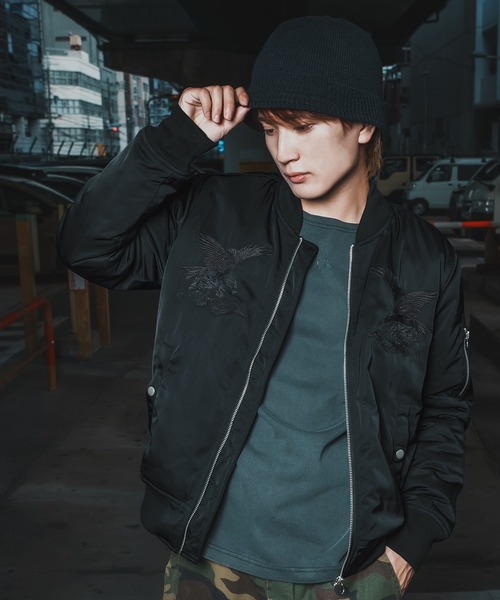 improves(インプローブス)の「刺しゅう MA-1スカジャン(スカジャン・メンズ・ブラック/カーキ・LARGE/MEDIUM/X-LARGE)」の3枚目の写真