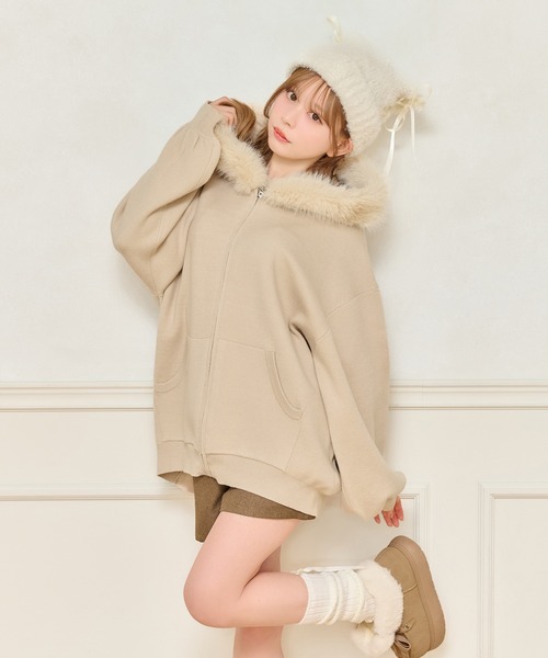 セール】ファー付きニットパーカー（パーカー）｜apres jour（アプレ