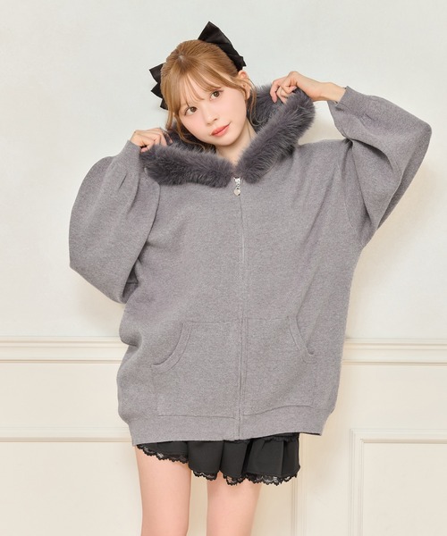 セール】ファー付きニットパーカー（パーカー）｜apres jour（アプレ