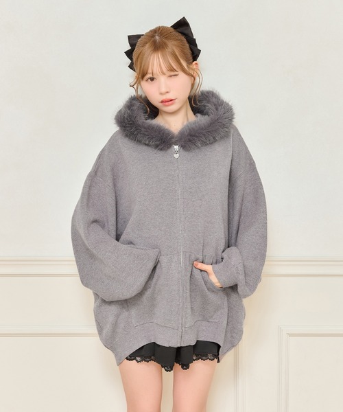 apres jour（アプレジュール）の「ファー付きニットパーカー（パーカー・レディース・アイボリー/グレー/ベージュ・X-LARGE/フリー）」の18枚目の写真