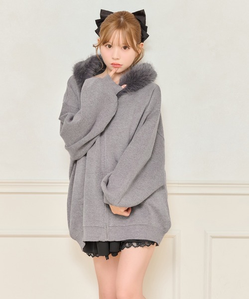 apres jour（アプレジュール）の「ファー付きニットパーカー（パーカー・レディース・アイボリー/グレー/ベージュ・X-LARGE/フリー）」の19枚目の写真