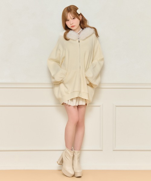 apres jour（アプレジュール）の「ファー付きニットパーカー（パーカー・レディース・アイボリー/グレー/ベージュ・X-LARGE/フリー）」の15枚目の写真