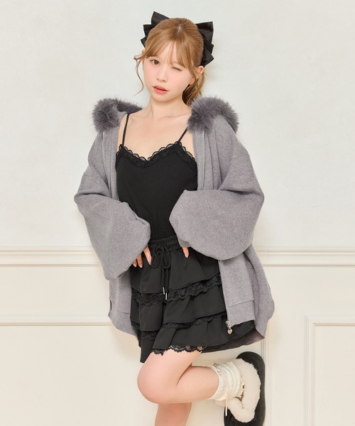 apres jour（アプレジュール）の「ファー付きニットパーカー（パーカー・レディース・アイボリー/グレー/ベージュ・X-LARGE/フリー）」の20枚目の写真