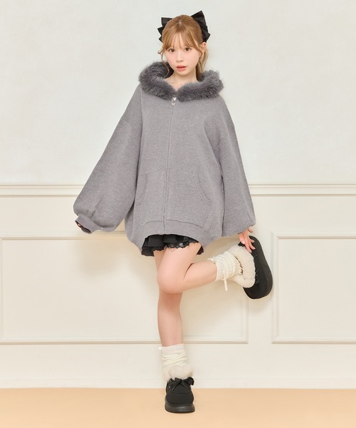 apres jour（アプレジュール）の「ファー付きニットパーカー（パーカー・レディース・アイボリー/グレー/ベージュ・X-LARGE/フリー）」の21枚目の写真