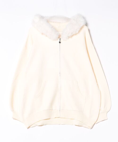 apres jour（アプレジュール）の「ファー付きニットパーカー（パーカー・レディース・アイボリー/グレー/ベージュ・X-LARGE/フリー）」の7枚目の写真