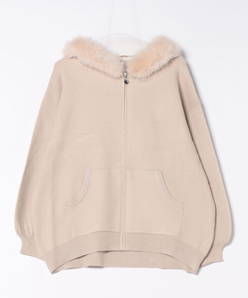 apres jour（アプレジュール）の「ファー付きニットパーカー（パーカー・レディース・アイボリー/グレー/ベージュ・X-LARGE/フリー）」の9枚目の写真