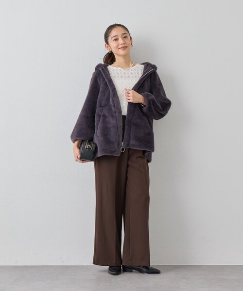 un dix cors（アンディコール）の「《美シルエット》T/Rストレッチパンツ（スラックス・レディース・チャコールグレー/ブラウン/ネイビー・FREE）」の6枚目の写真