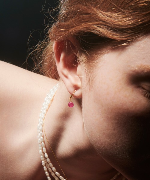 les bonbon(ルボンボン)の「【les bon bon】serendip ruby pierce/セレンディップ ルビー ピアス BOB844(ピアス(両耳用)・レディース・ゴールド・FREE)」の1枚目の写真