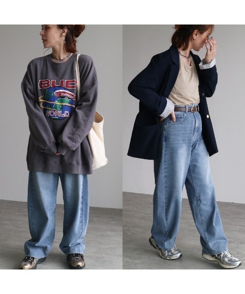 zena(ジェナ)の「デニムバレルレッグパンツ(デニムパンツ・レディース・ケミカルウォッシュ・M/L/S)」の5枚目の写真
