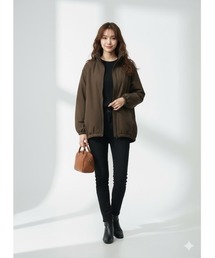 A AMEL（エイメル）の「【シティカジュアル】軽やかスタンドリブニットカラーブルゾン（ブルゾン）」