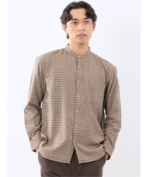 m.f.editorial | 【ネルチェック 起毛】ポートブリッジ/Port Bridge バンドカラー長袖シャツ(シャツ/ブラウス)
