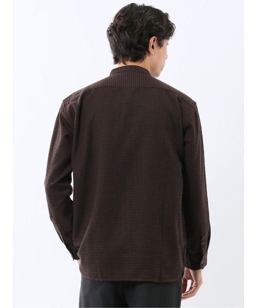 m.f.editorial（エムエフエディトリアル）の「【ネルチェック 起毛】ポートブリッジ/Port Bridge バンドカラー長袖シャツ（シャツ/ブラウス・メンズ・ベージュ/ダークウッド・MEDIUM/LARGE）」の15枚目の写真