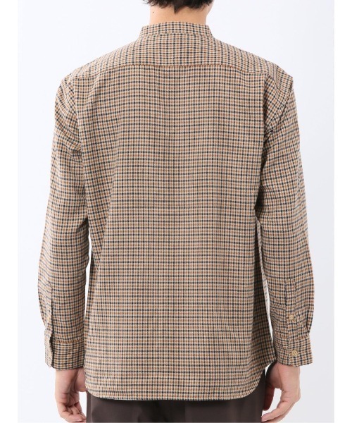 m.f.editorial（エムエフエディトリアル）の「【ネルチェック 起毛】ポートブリッジ/Port Bridge バンドカラー長袖シャツ（シャツ/ブラウス・メンズ・ベージュ/ダークウッド・MEDIUM/LARGE）」の21枚目の写真