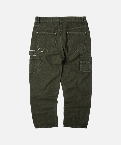 FRIZMWORKS(フリズムワークス)の「WASHED DENIM DOUBLE KNEE PANTS _ WASHED OLIVE(デニムパンツ・メンズ・その他・SMALL/MEDIUM/LARGE/X-LARGE)」の3枚目の写真