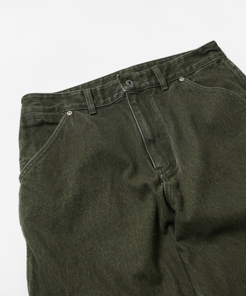 FRIZMWORKS(フリズムワークス)の「WASHED DENIM DOUBLE KNEE PANTS _ WASHED OLIVE(デニムパンツ・メンズ・その他・SMALL/MEDIUM/LARGE/X-LARGE)」の4枚目の写真