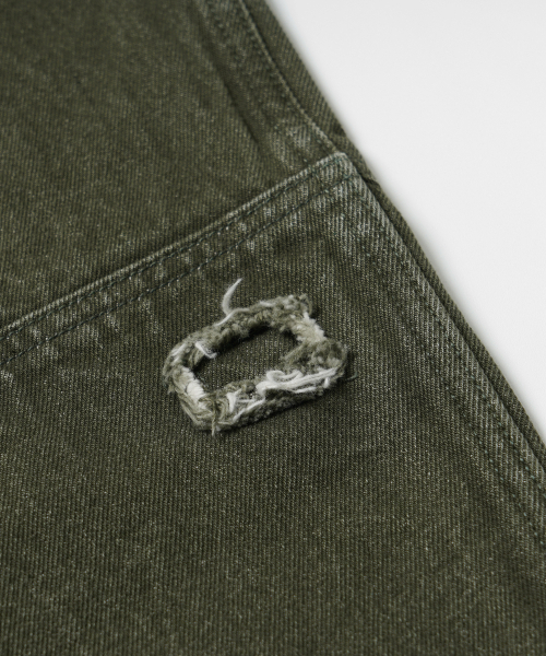 FRIZMWORKS(フリズムワークス)の「WASHED DENIM DOUBLE KNEE PANTS _ WASHED OLIVE(デニムパンツ・メンズ・その他・SMALL/MEDIUM/LARGE/X-LARGE)」の7枚目の写真