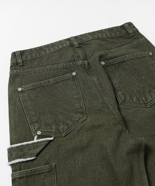 FRIZMWORKS(フリズムワークス)の「WASHED DENIM DOUBLE KNEE PANTS _ WASHED OLIVE(デニムパンツ・メンズ・その他・SMALL/MEDIUM/LARGE/X-LARGE)」の8枚目の写真