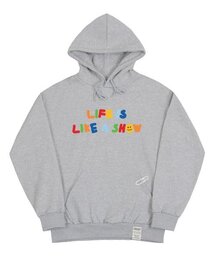 [UNISEX]レインボーライフスマイルロゴフードティー_グレー