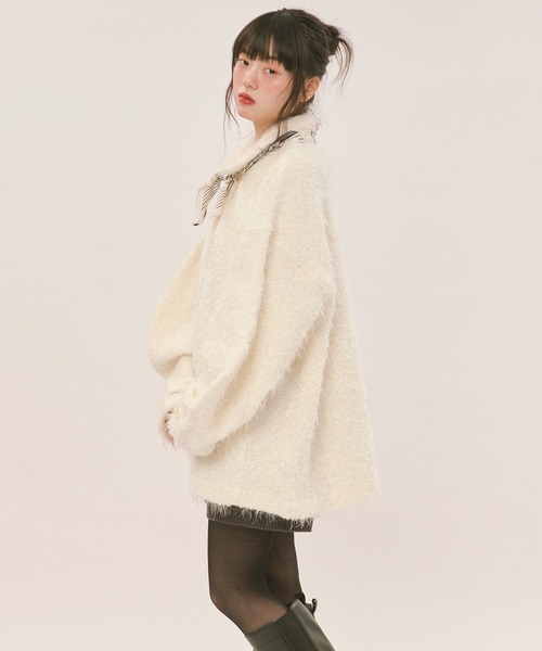 loin nuit(ロワンニュイ)の「mix color knit jacket / ミックスカラーニットジャケット(その他アウター・レディース・アイボリー/ブルーグレー・FREE)」の8枚目の写真