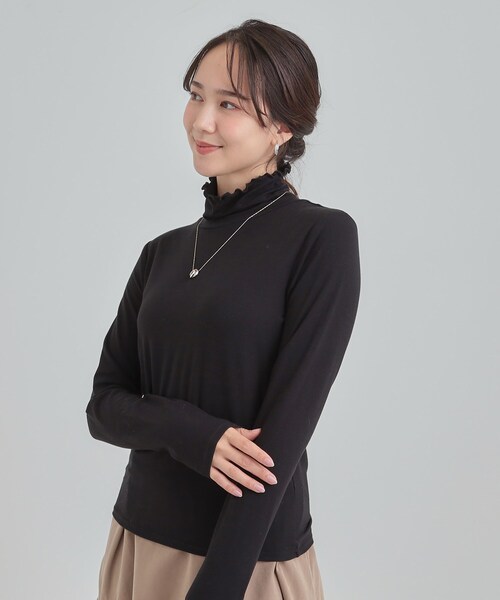 DRESKIP（ドレスキップ）の「【あったか/S-LL】秋冬の救世主 タートルネックインナー（Tシャツ/カットソー・レディース・オフホワイト/ナチュラル/ブラック・01/02/03/04）」の8枚目の写真