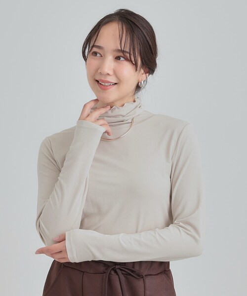 DRESKIP（ドレスキップ）の「【あったか/S-LL】秋冬の救世主 タートルネックインナー（Tシャツ/カットソー・レディース・オフホワイト/ナチュラル/ブラック・01/02/03/04）」の12枚目の写真
