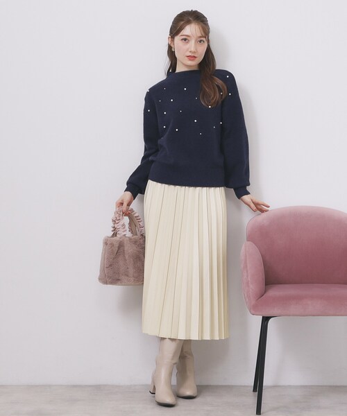 index（インデックス）の「プリーツスカート【洗濯機OK】（スカート・レディース・アイボリー/ブラウン系その他2/ボルドー・40/38/42）」の5枚目の写真