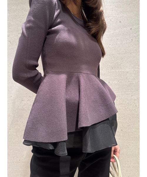 SNIDEL（スナイデル）の「ペプラムアシメニットプルオーバー（ニット/セーター・レディース・ライトブルー/グレー/アイボリー・F）」の6枚目の写真