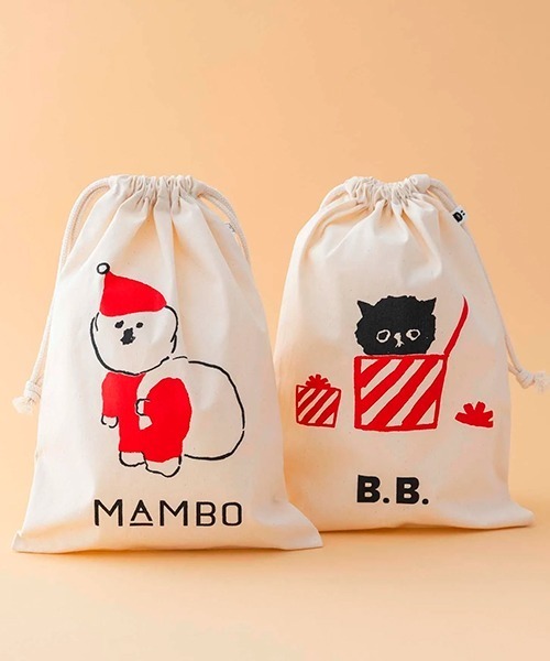 MAMBO(マンボ)の「B.B. XMAS コットン巾着 M / ギフト(エコバッグ/サブバッグ・レディース・キナリ・ONE SIZE)」の2枚目の写真