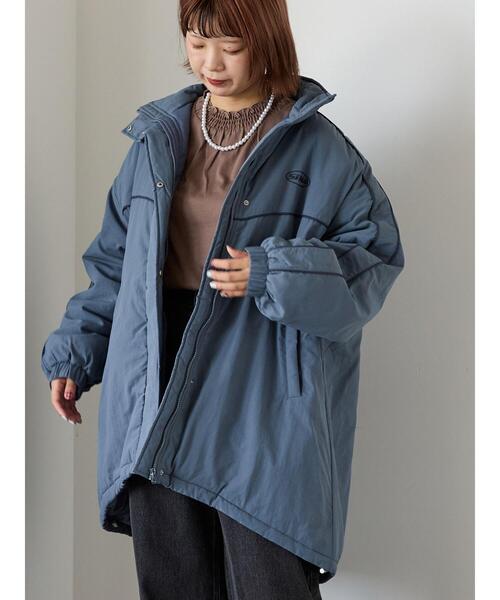 ehka sopo（エヘカソポ）の「配色ラインモンスタージャケット（ブルゾン・レディース・ブラック/グレー/ブルー・F）」の3枚目の写真