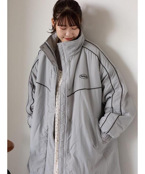 ehka sopo（エヘカソポ）の「配色ラインモンスタージャケット（ブルゾン・レディース・ブラック/グレー/ブルー・F）」の4枚目の写真