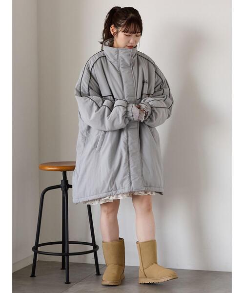 ehka sopo（エヘカソポ）の「配色ラインモンスタージャケット（ブルゾン・レディース・ブラック/グレー/ブルー・F）」の8枚目の写真