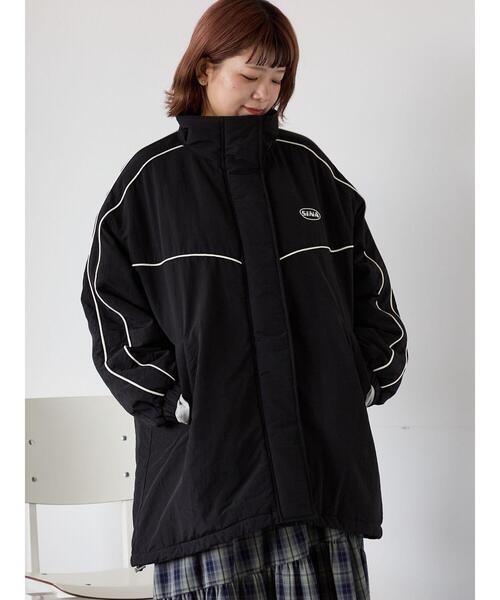 ehka sopo（エヘカソポ）の「配色ラインモンスタージャケット（ブルゾン・レディース・ブラック/グレー/ブルー・F）」の13枚目の写真