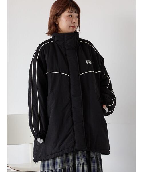 ehka sopo（エヘカソポ）の「配色ラインモンスタージャケット（ブルゾン・レディース・ブラック/グレー/ブルー・F）」の14枚目の写真