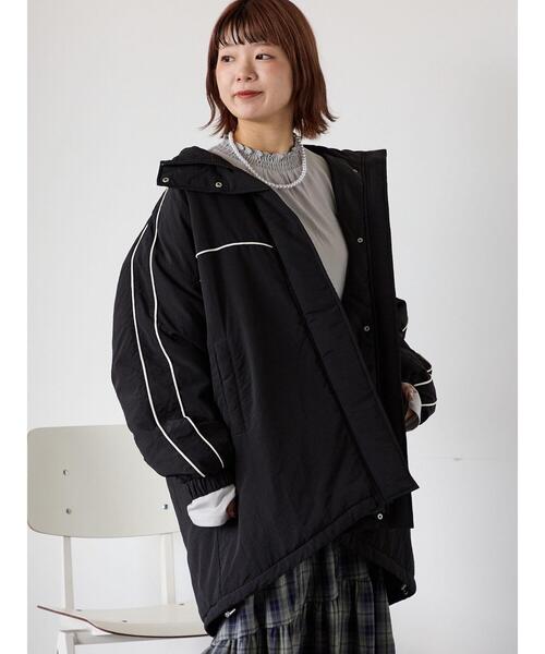 ehka sopo（エヘカソポ）の「配色ラインモンスタージャケット（ブルゾン・レディース・ブラック/グレー/ブルー・F）」の17枚目の写真