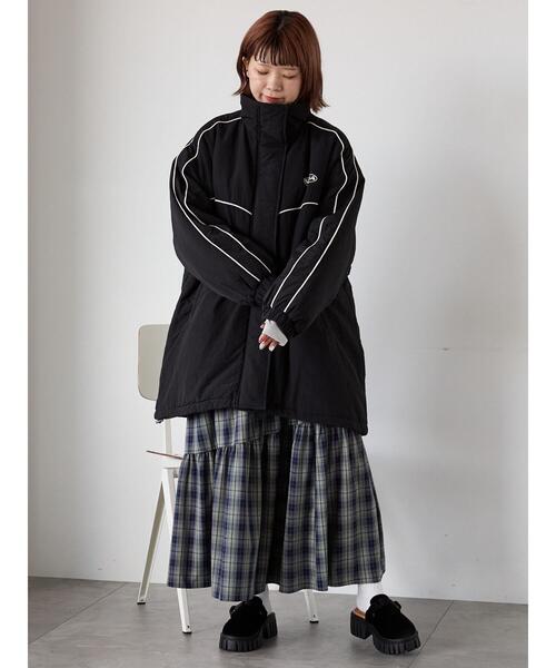 ehka sopo（エヘカソポ）の「配色ラインモンスタージャケット（ブルゾン・レディース・ブラック/グレー/ブルー・F）」の20枚目の写真