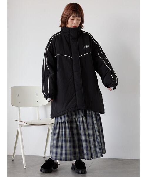 ehka sopo（エヘカソポ）の「配色ラインモンスタージャケット（ブルゾン・レディース・ブラック/グレー/ブルー・F）」の21枚目の写真