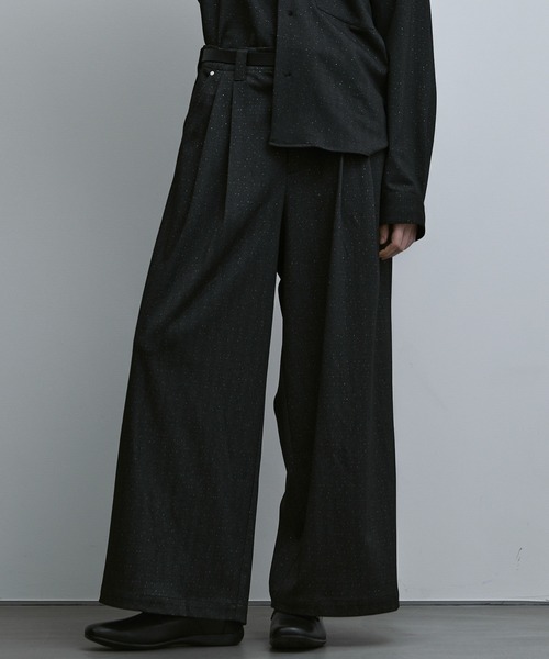 remer(リメール)の「LOOSE LAME HERRINGBONE WIDE PT / ルーズラメヘリンボーンワイドパンツ(その他パンツ・メンズ・ブラック・SMALL/MEDIUM/LARGE)」の1枚目の写真