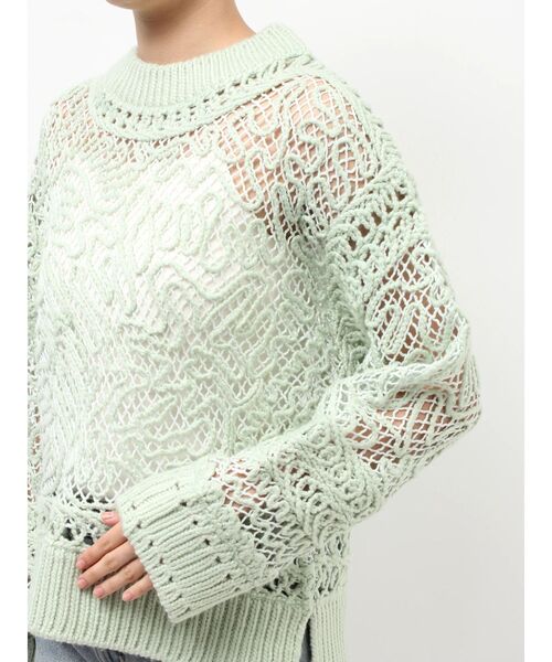 Ungrid(アングリッド)の「レーシー刺繍ルーズニット(ニット/セーター・レディース・グリーン/オフホワイト/ブラック・FREE)」の13枚目の写真