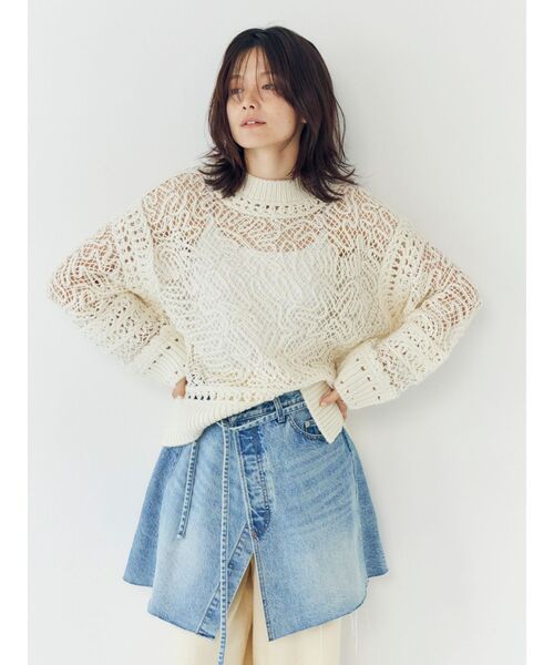 Ungrid(アングリッド)の「レーシー刺繍ルーズニット(ニット/セーター・レディース・グリーン/オフホワイト/ブラック・FREE)」の20枚目の写真