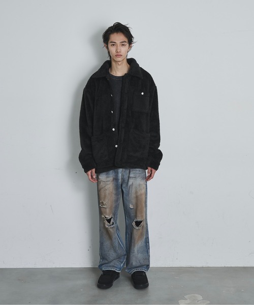 BLANK HOTEL(ブランクホテル)の「Fleece Chore Coat / フリースチョアコート(カバーオール・メンズ・ブラウン/マルチ/ブラック・M/L)」の11枚目の写真