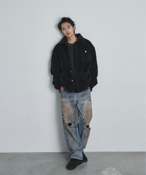 BLANK HOTEL(ブランクホテル)の「Fleece Chore Coat / フリースチョアコート(カバーオール・メンズ・ブラウン/マルチ/ブラック・M/L)」の8枚目の写真