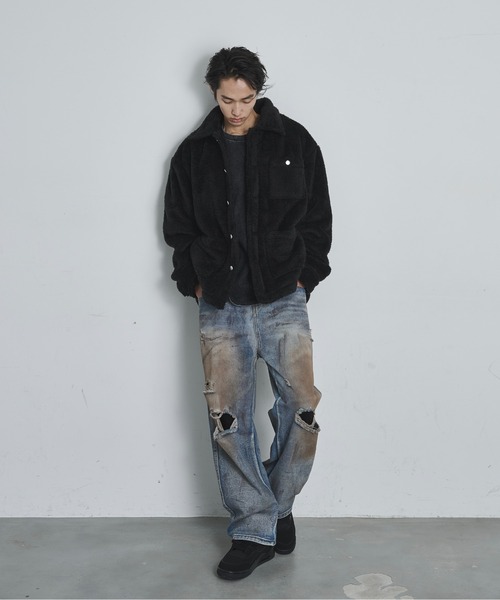BLANK HOTEL(ブランクホテル)の「Fleece Chore Coat / フリースチョアコート(カバーオール・メンズ・ブラウン/マルチ/ブラック・M/L)」の9枚目の写真